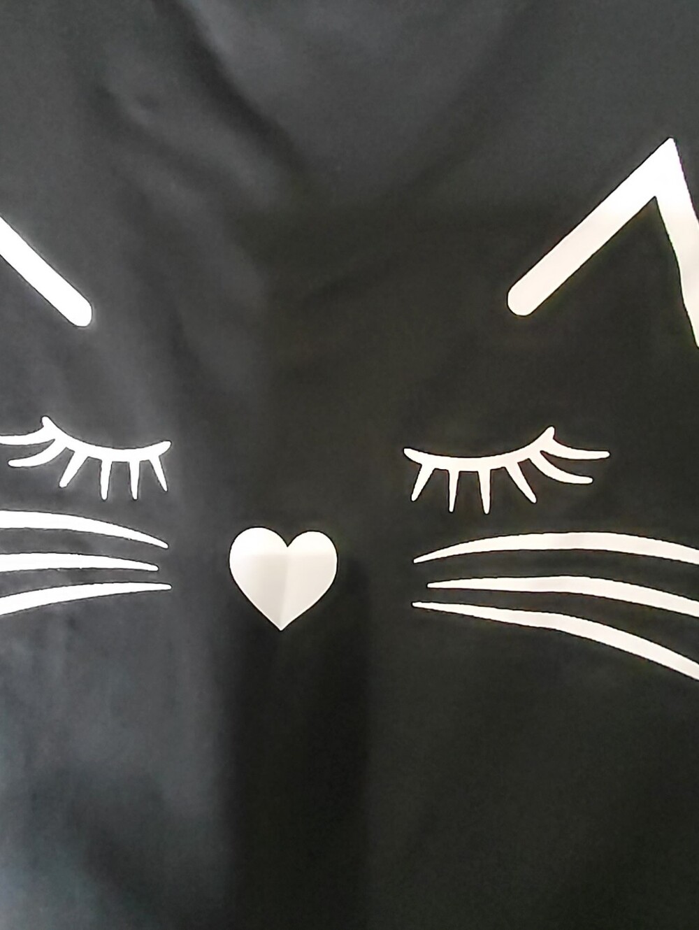 Girl's 2 Piece Cat Face Pajama Short Sleep Lounge Tee Set Black/Pink - Picture 3 of 12